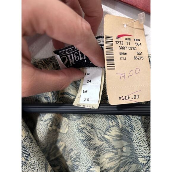 NWT NEW Vintage Sheri Martin Jade Green Leaf Button Front Tunic Blouse Size 24W - Picture 7 of 10